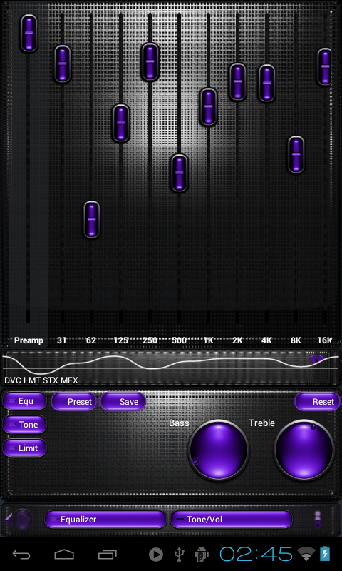 Poweramp skin TITAN PURPLEGRID Screen 2