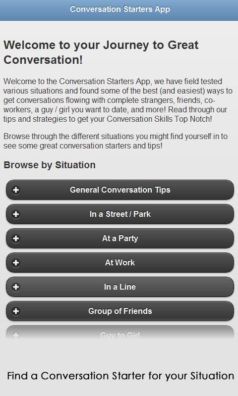 Android application Conversation Starters App screenshort