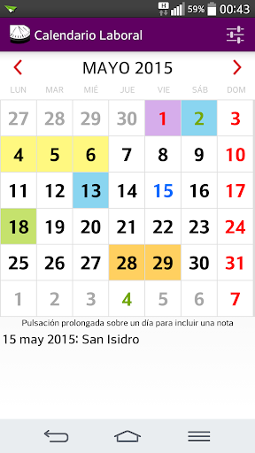 Calendario Laboral 2015 no Ads