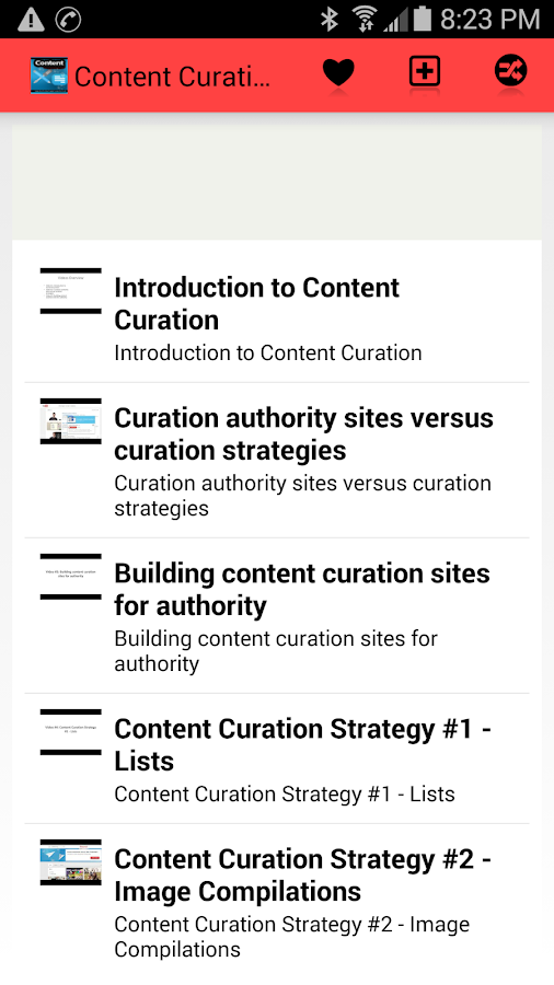 Content Curation Wizard Screen 3