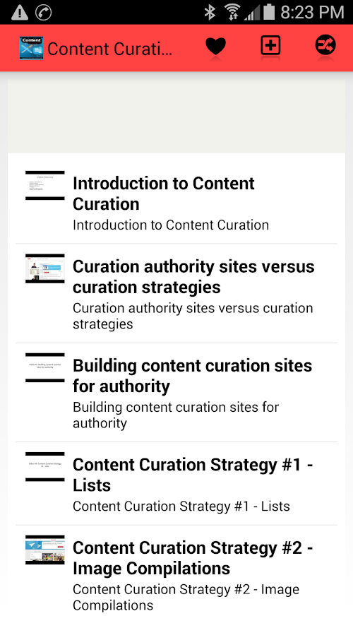 Android application Content Curation Wizard screenshort