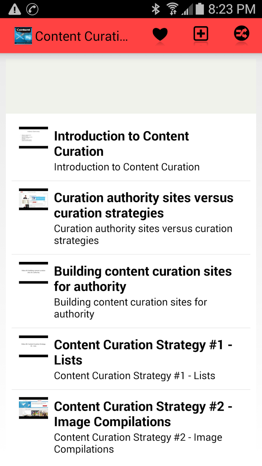 Content Curation Wizard Screen 1