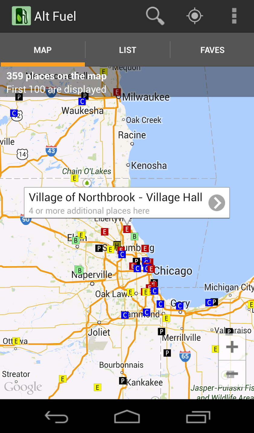 Alternative Fuel Finder Screen 1