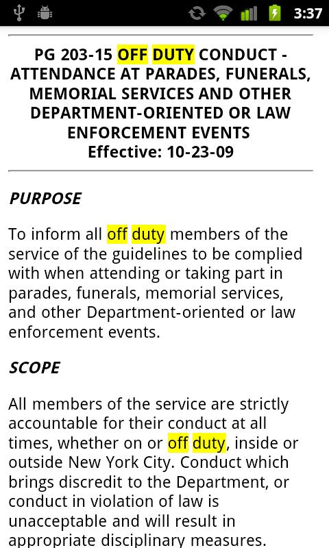 2013 NYPD Patrol Guide Screen 3