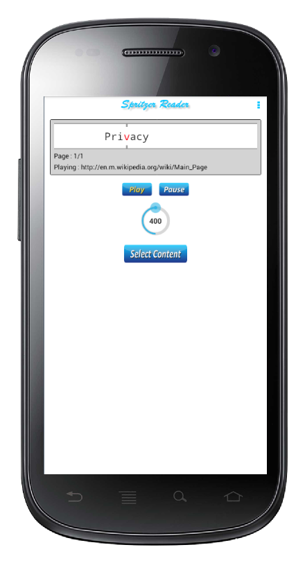 Android application Speed Reader Spritzer screenshort