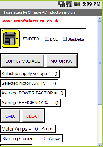 AC motor fuse selector