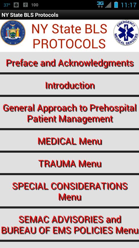 Android application NY State BLS EMS Protocols screenshort