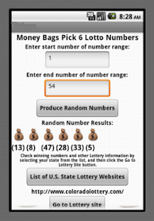 Free Download Money Bags Pick 6 Lottery #'s APK for Android