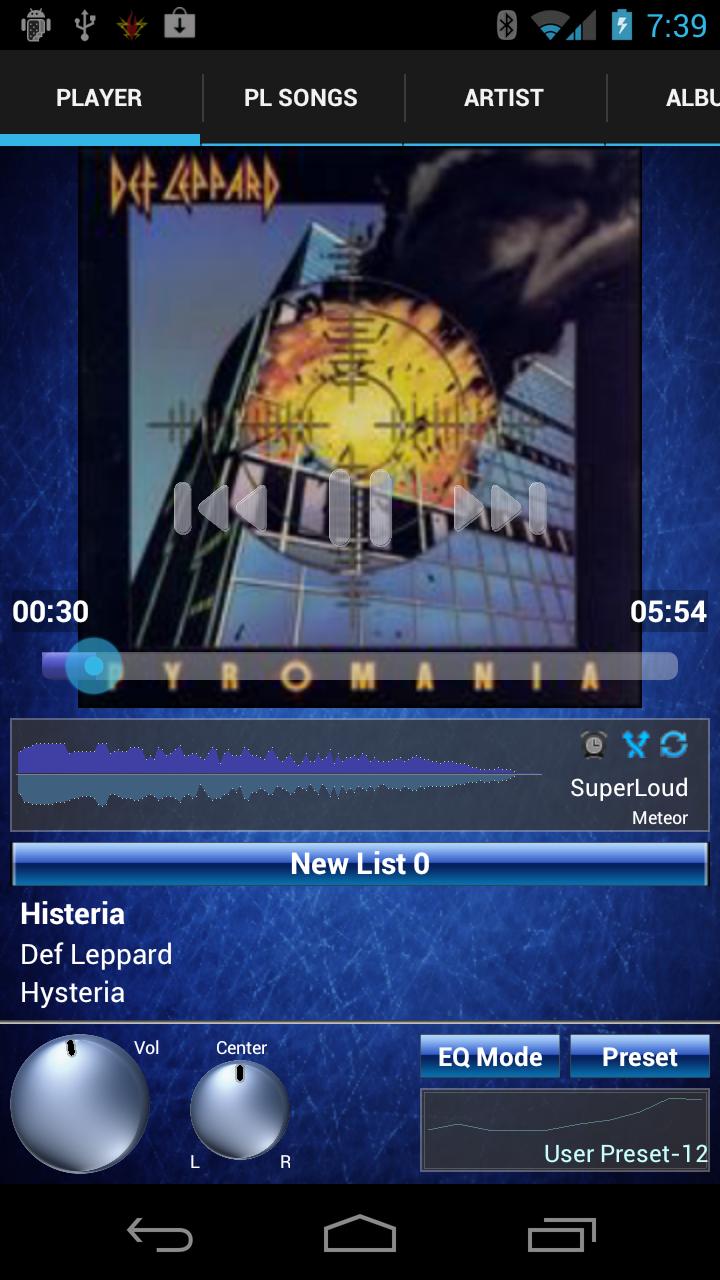 SuperLoud Meteor, Audio Player Screen 1