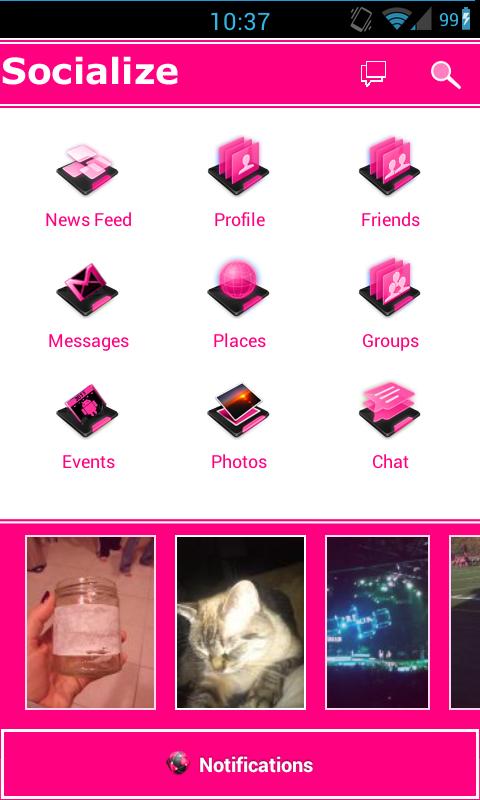 Pink /W Socialize for Facebook Screen 2