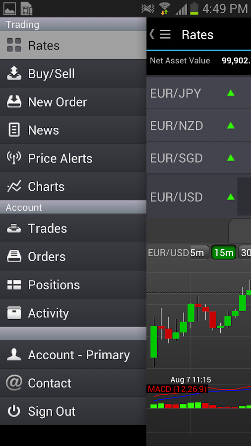 OANDA fxTrade for Android - screenshot