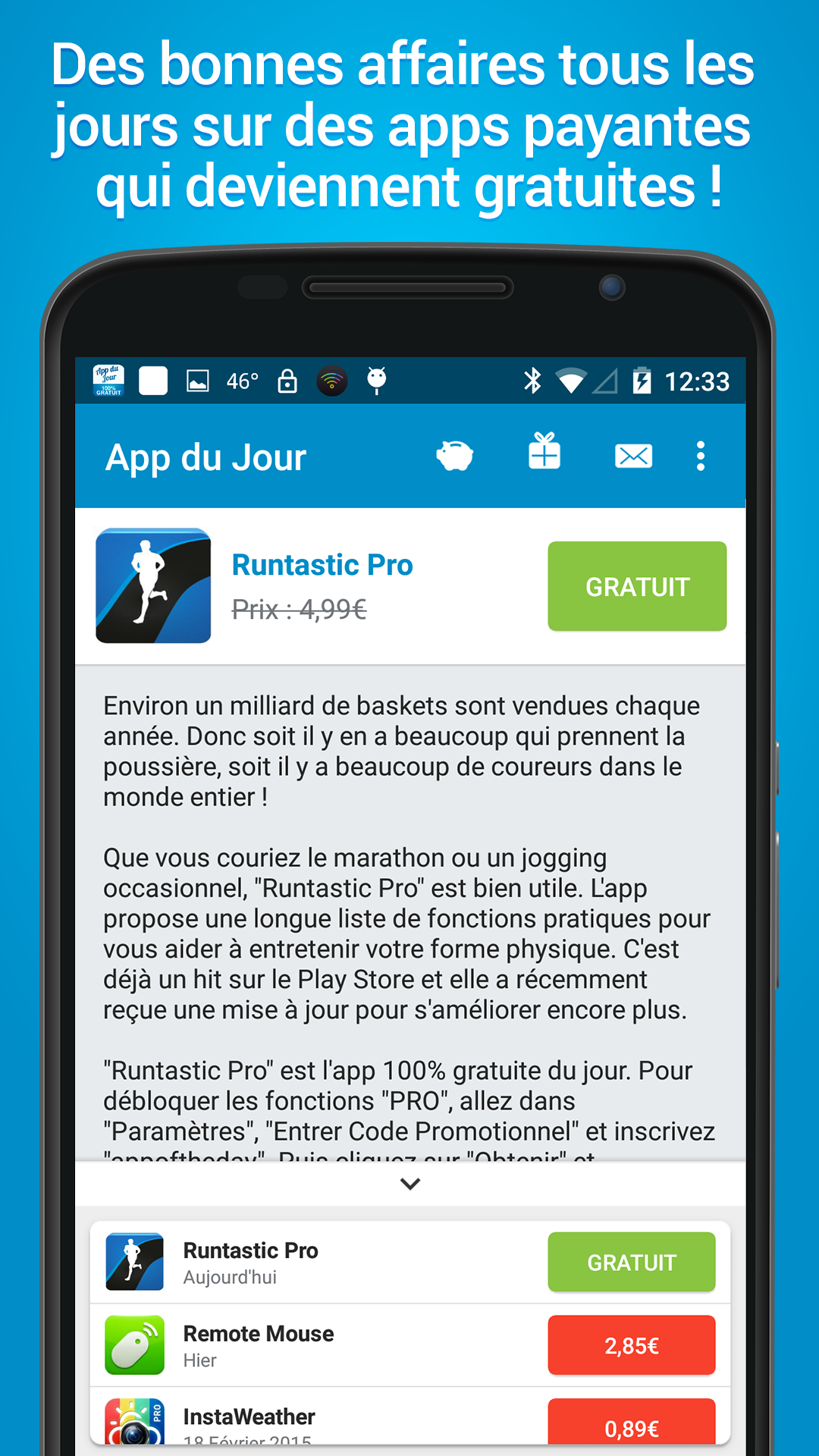 Android application App of the Day - 100% Free screenshort