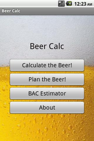 Android application Beer Calc screenshort