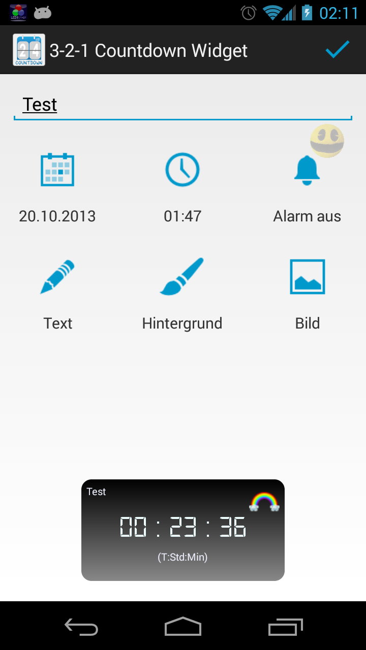 Android application 3-2-1 Countdown Widget screenshort