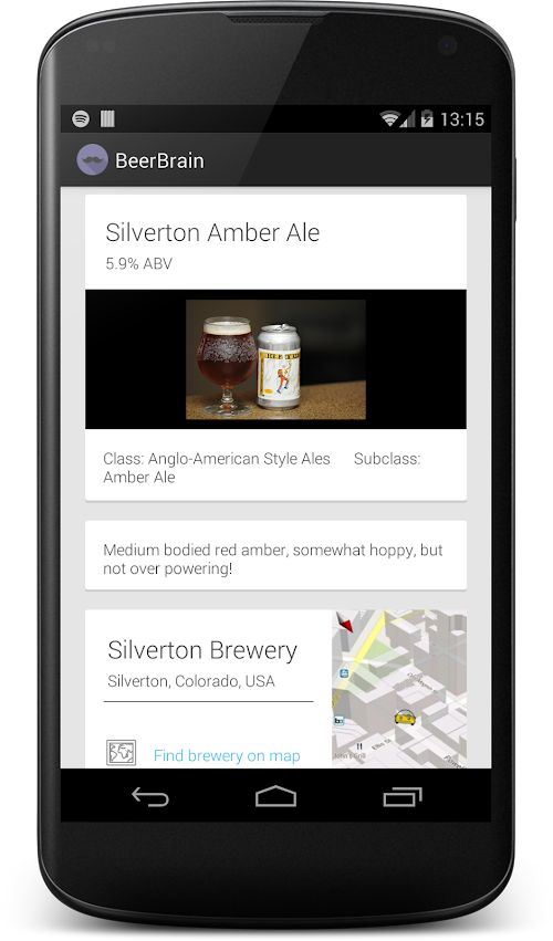 Android application BeerBrain - List of all Beers screenshort
