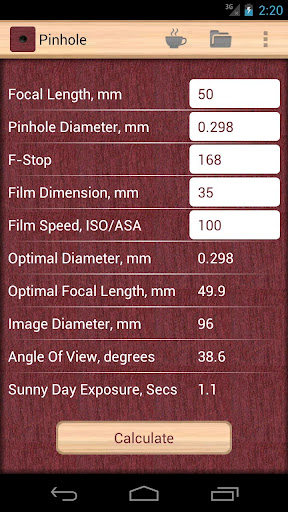 Pinhole Camera Calculator