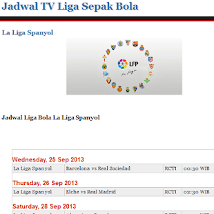 Jadwal TV Liga Bola Lengkap Screenshots 1