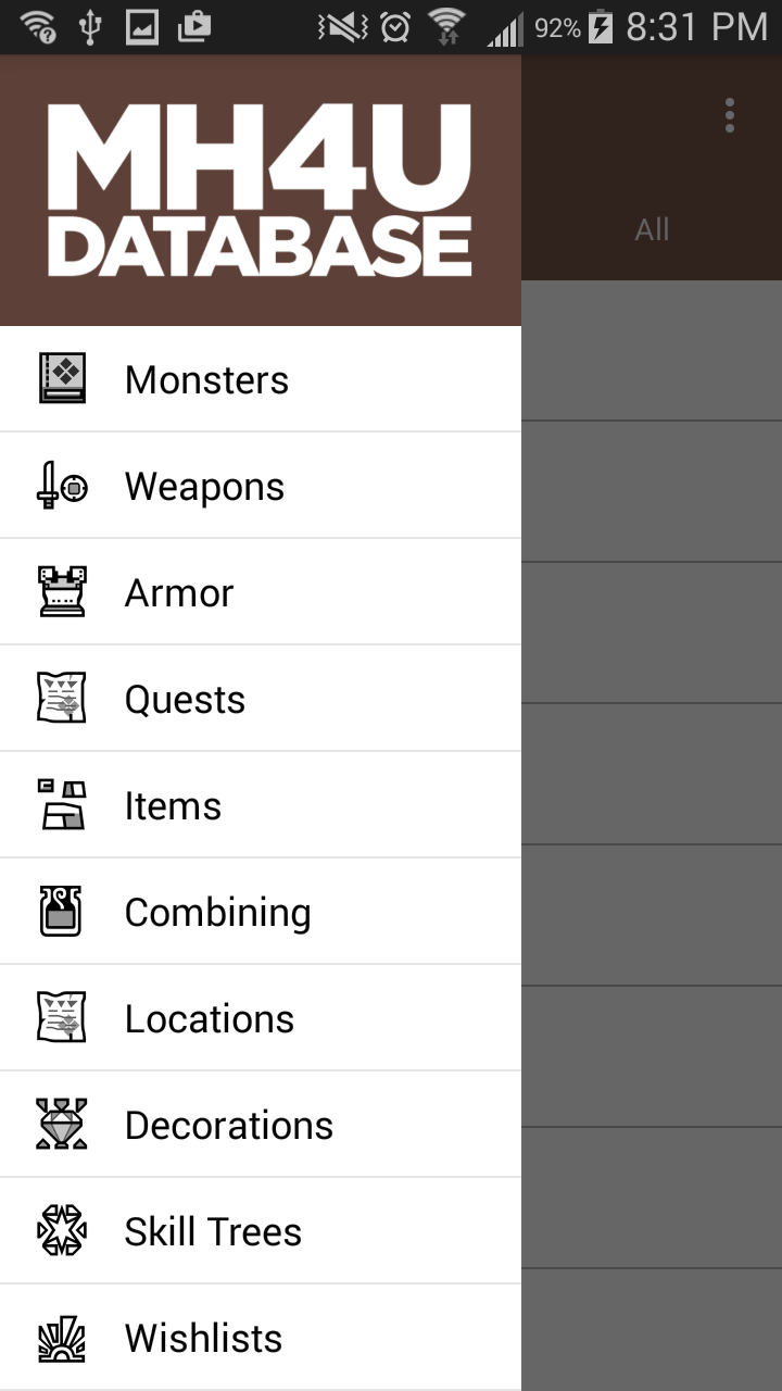 MH4U Database Screen 1