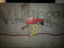 Graffiti Red Crane Mural