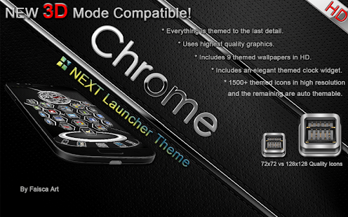 Next Launcher Theme Chrome 3D