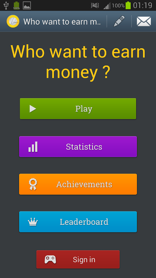 Android application Who want to earn money ? screenshort