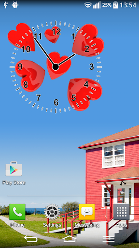Love Heart Analog Clock Widget