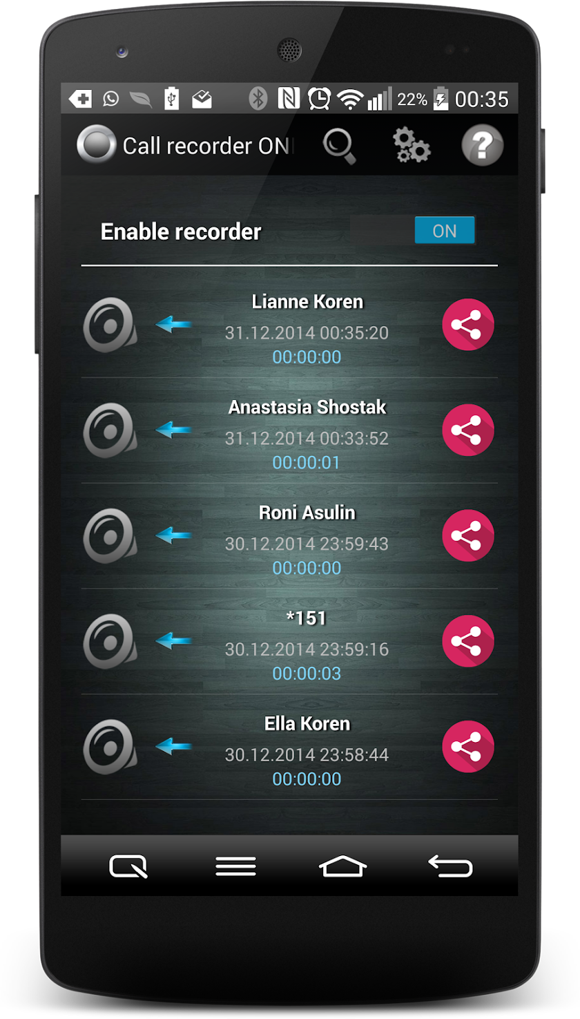 Call Recorder One Touch Full Screen 1