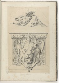 Griffioen en schild met leeuwenkop