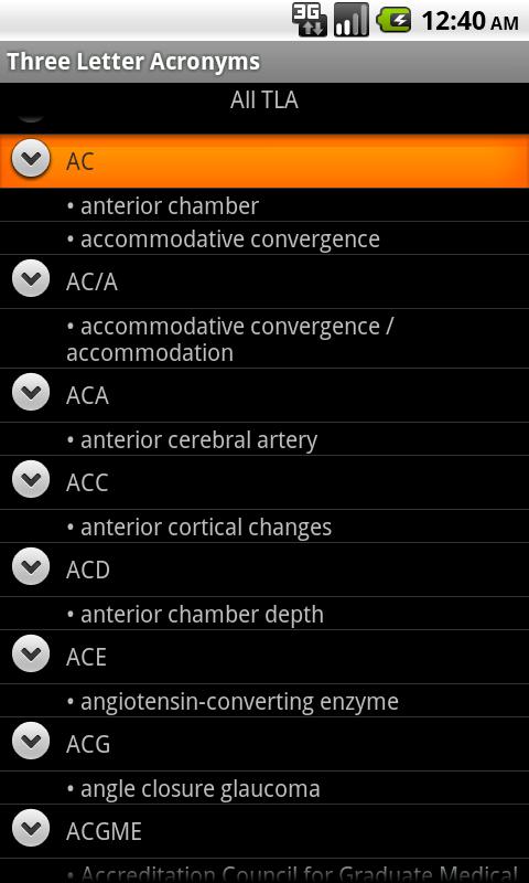 medical letter 3 acronyms Ophthalmology Android TLA Google   on  Play Apps