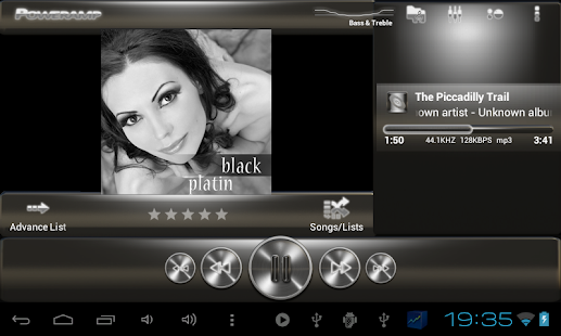 Poweramp Skin الأسود بلاتينية screenshots