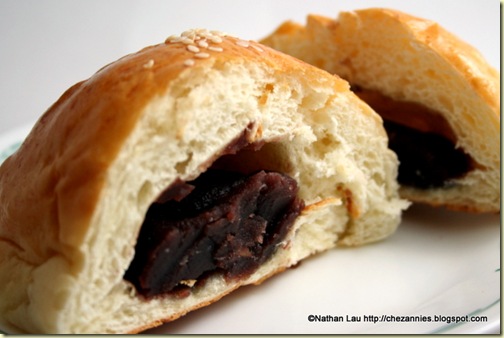 Balanced and baked red bean buns
