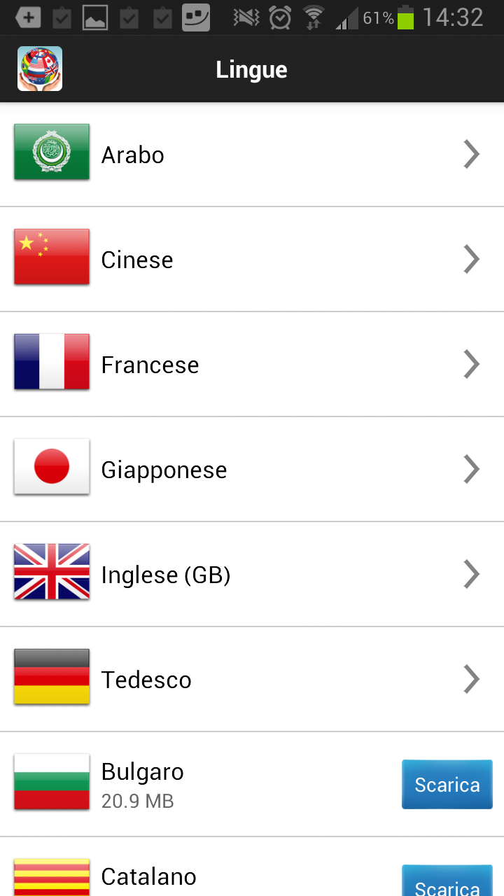 Android application Travel Interpreter Phrasebook screenshort