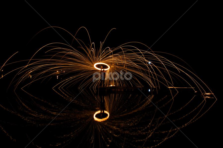 Spinning Fire - Happy New Year! by Chris Taylor - Abstract Fire & Fireworks