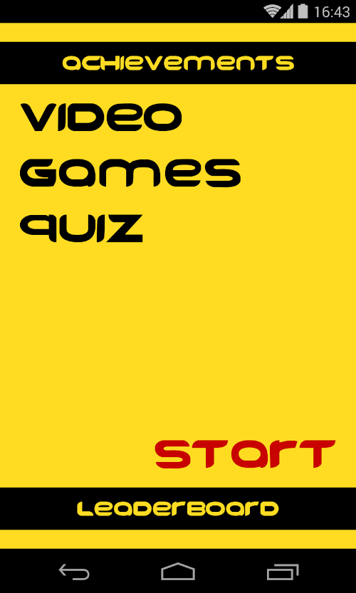 Android application Video Games quiz screenshort