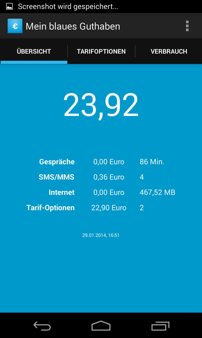 Android application Mein blaues Guthaben screenshort