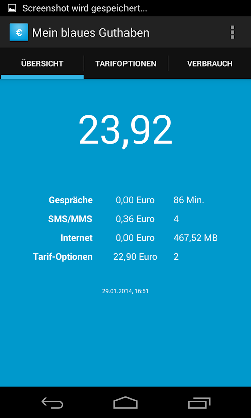 Android application Mein blaues Guthaben screenshort