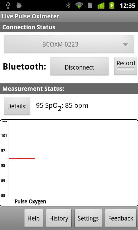 Android application SimpleEye Live Pulse Oximeter screenshort