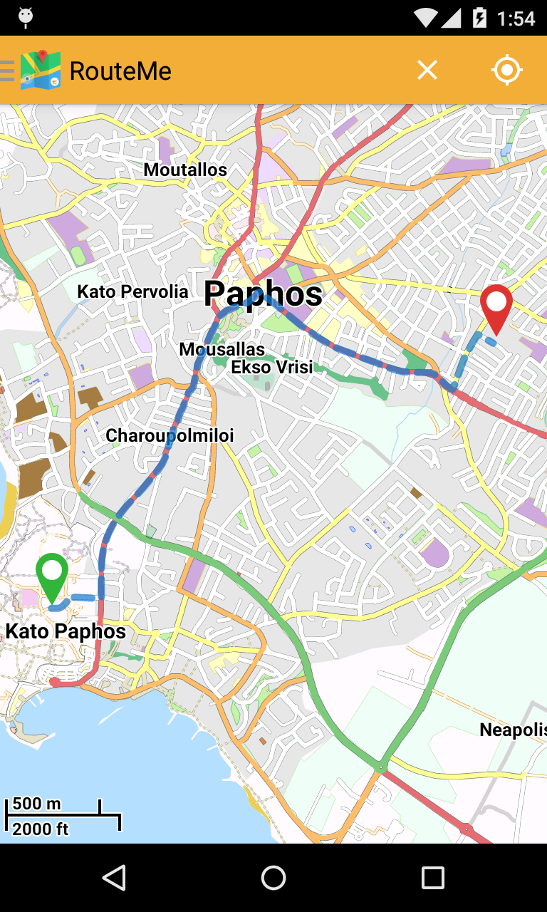 RouteMe Cyprus-Offline Routing Screen 3