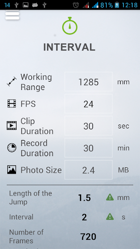 Slidekamera Timelapse Calc.