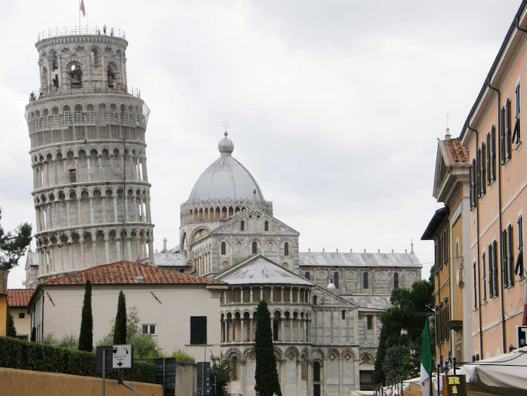 Built in the 1300s, the famed Tower of Pisa in Italy reaches 184 feet at its zenith.  