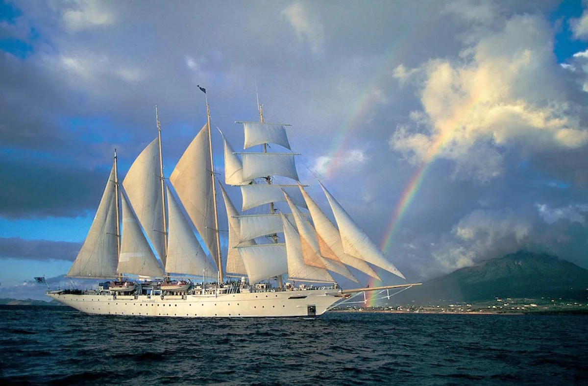 Star-Flyer-double-rainbow - Guests enjoy a double rainbow during a sailing aboard Star Flyer. The clipper ship carries up to 170 passengers.