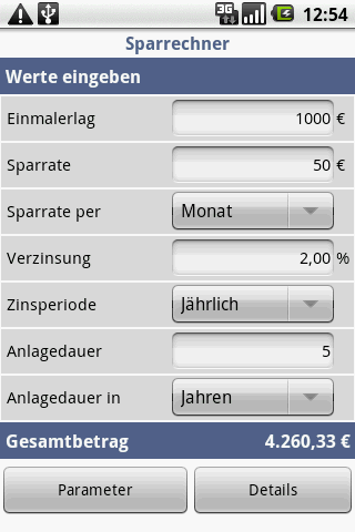 Android application Savings Calculator screenshort