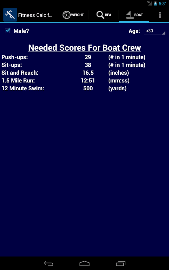 US Coast Guard Fitness Calc Android Apps on Google Play