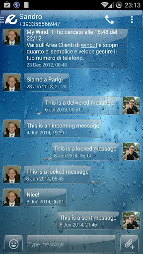 Theme Glass Rain for SMS