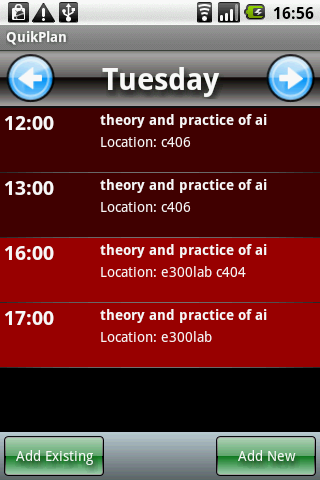Android application QuikPlan Timetable organizer screenshort