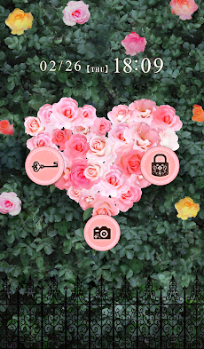 おしゃれなきせかえ壁紙 大人かわいいハート薔薇の庭園 Android