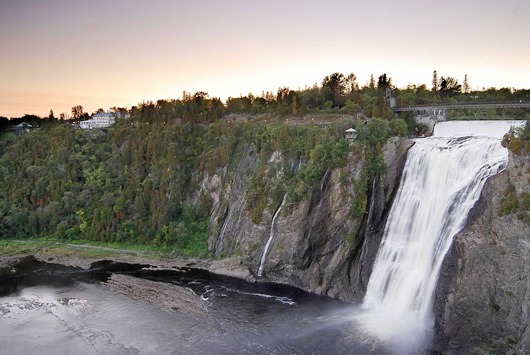 The spectacular waterfall at Montmorency Falls, about seven miles from downtown Old Quebec City, Canada. 