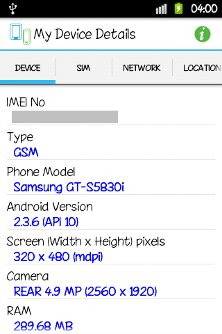 My Device Details