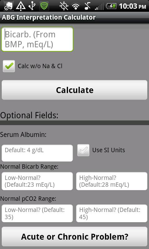 Arterial Blood Gas Interpreter Screen 2