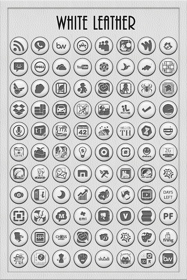 White Leather Icon Pack Theme - screenshot